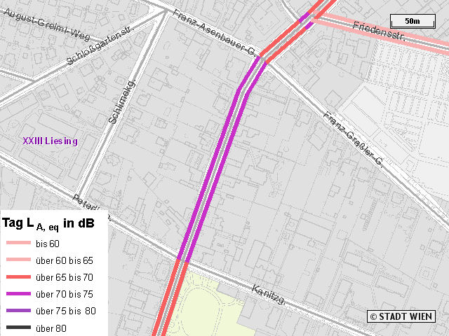 Speisinger Strasse weist mehr als 75 Dezibel auf